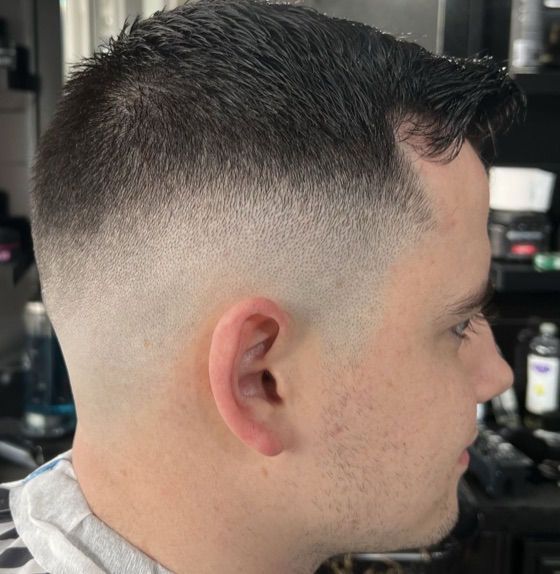 Tight skin fade, close side profile