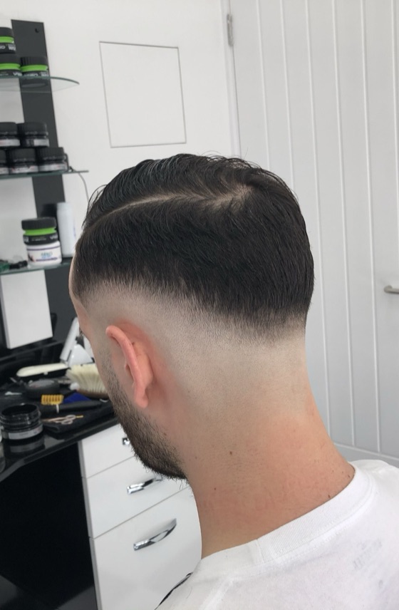 Drop fade with a side part